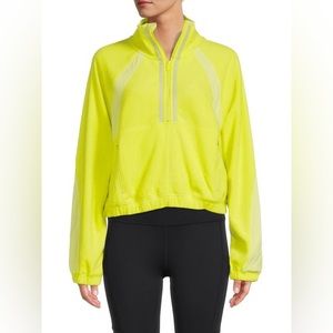 Free People Neon Yellow Quarter-Zip Sweatshirt